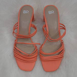 BP Strappy Square Toe Barely There Thin Block Heel Sandal